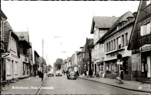 Ak Rotenburg in Hannover Rotenburg an der Wümme, Grossestrasse, Fahrzeuge, Geschäfte