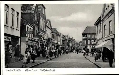Ak Aurich in Ostfriesland, Markt, Wilhelmstraße