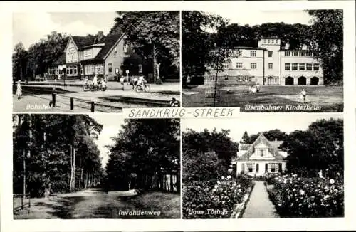 Ak Streek Sandkrug Hatten in Oldenburg, Bahnhof, Eisenbahner Kinderheim, Invalidenweg