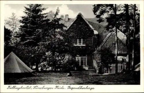 Ak Bad Fallingbostel im Heidekreis, Teilansicht der Jugendherberge, Zelt