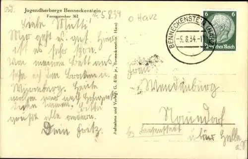 Ak Benneckenstein Oberharz, Jugendherberge