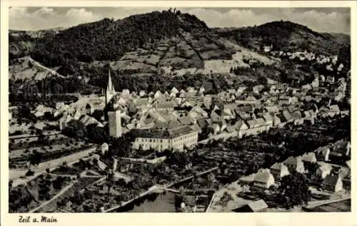 Ak Zeil am Main Unterfranken, Luftaufnahme, Stadtansicht, Kirche, Landschaft,  Gebäude