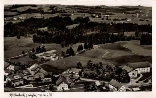 Ak Röthenbach im Allgäu, Landschaftsaufnahme von  Allgäu, 705 m ü. NN, schwarz-weiß