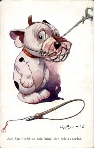 Künstler Ak Hund, ich bin nicht so schlimm, wie ich aussehe, Humor