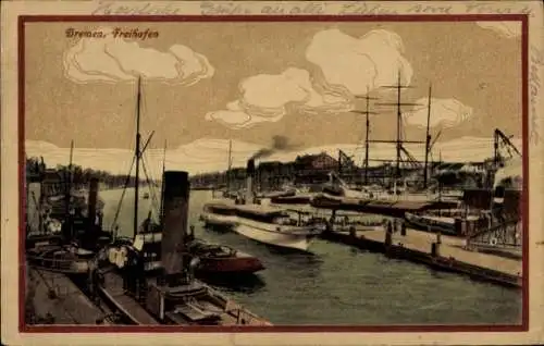Ak Hansestadt Bremen, Freihafen