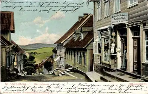 Ak Sankt Andreasberg Braunlage im Oberharz, Herrnstraße, Leihbibliothek