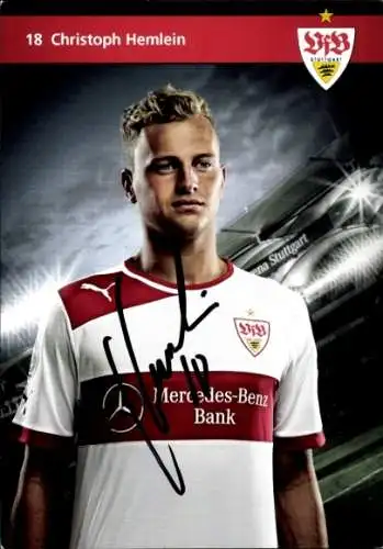Autogrammkarte Fußballer Christoph Hemlein, VFB Stuttgart, Autogramm