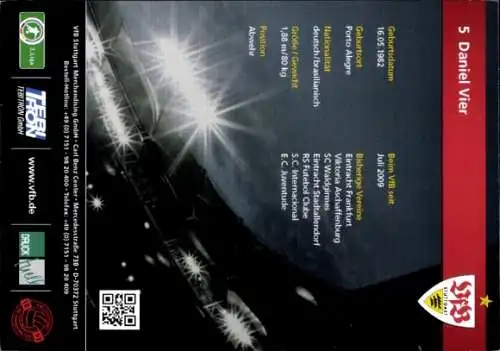 Autogrammkarte Fußballer Daniel Vier, VFB Stuttgart, Autogramm