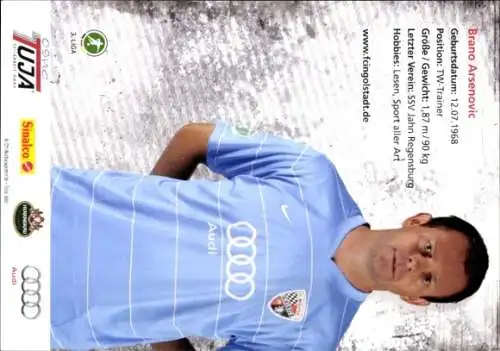 Autogrammkarte TW Trainer Brano Arsenovic, FC Ingolstadt, Autogramm