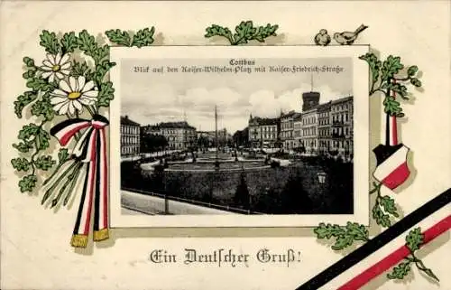 Passepartout Ak Cottbus Brandenburg, Kaiser Wilhelm Platz, Kaiser Friedrich Straße