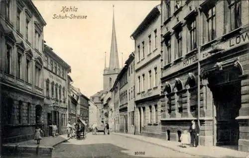 Ak Kahla Thüringen, Schuhstraße, Hotel zum Löwen