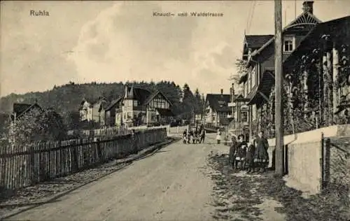 Ak Ruhla in Thüringen, Knaudtstraße und Waldstraße