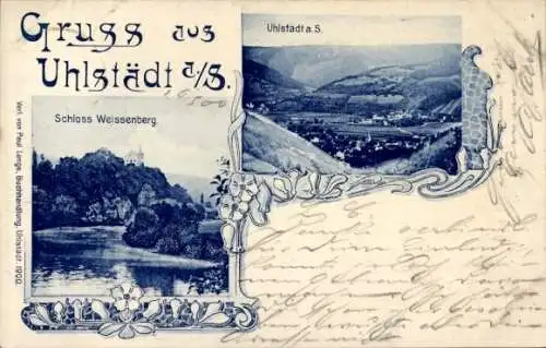 Ak Uhlstädt Kirchhasel an der Saale, Gesamtansicht, Schloss Weissenberg