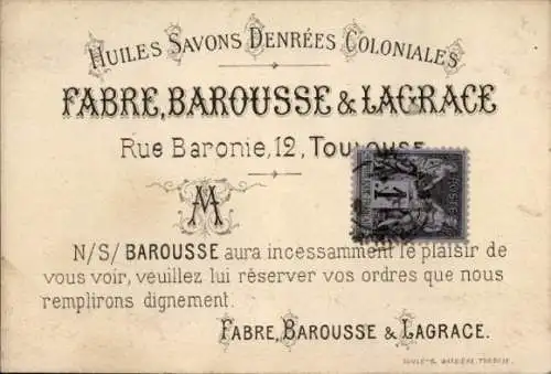 Ak Reklame Fabre, Barousse & Lagrace, Rue Baronie, 12, Toulouse