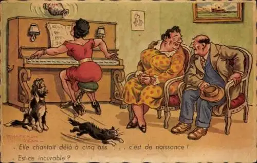 Künstler Ak Chaperon, Jean, Elle chantait déjà à cinq ans, Humor