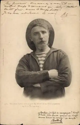 Ak französischer Seemann mit Pfeife