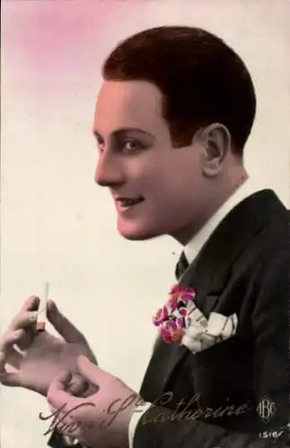 Ak Männerportrait, Zigarette