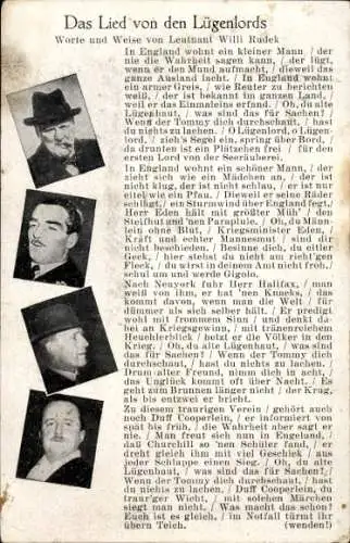 Lied Ak Das Lied von den Lügenlords, Worte und Weise von Leutnant Willi Rudek