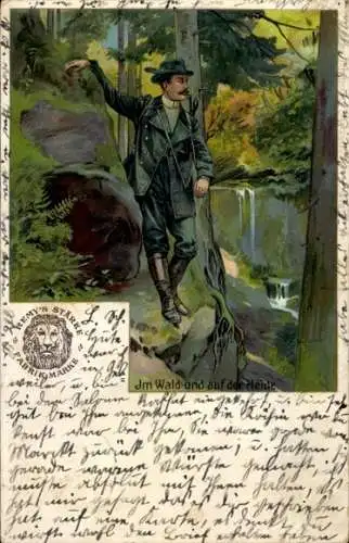 Künstler Litho Im Wald und auf der Heide, Jäger, Remys Stärke