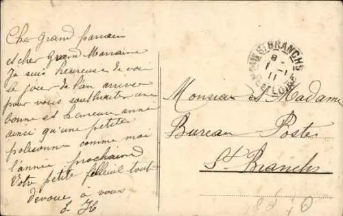 Ak Frohes Neujahr, Frauen mit Schlitten