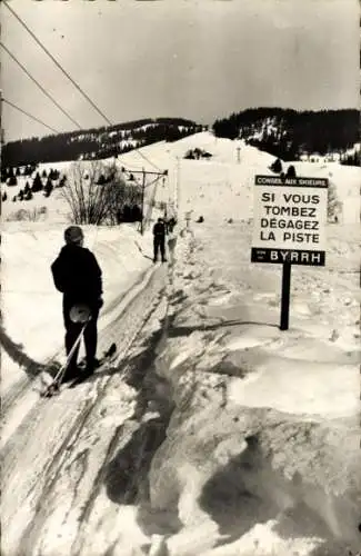 Ak Auf der Skipiste, Wintermotiv