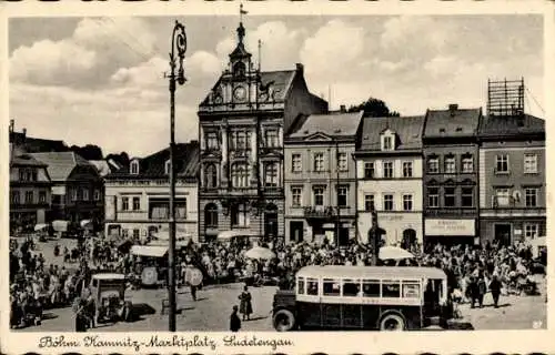 Ak Kamieniec Kamnitz Schlesien, Marktplatz, Bus