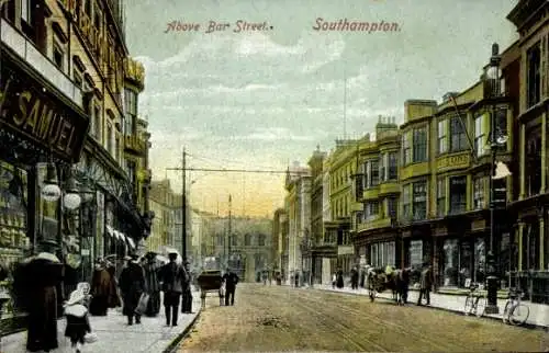 Ak Southampton Hampshire England, Obere Barstraße, Geschäfte, Menschen,  Atmosphäre
