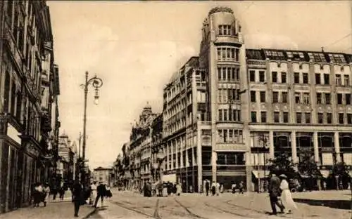 Ak Praha Prag Tschechien, Stadtansicht, Na příkopě,  Architektur, Menschen auf der Straße