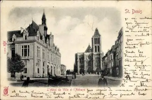 Ak Saint Denis Seine Saint Denis, L'Hôtel de Ville et l'Abbaye