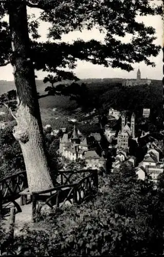 Ak Clervaux Clerf Luxembourg, Panoramablick auf  Bäume,  Gebäude, hohe Kirche