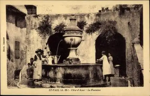 Ak Saint Paul du Var Alpes Maritimes, Brunnen