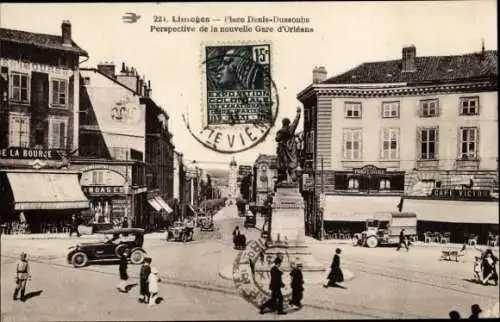 Ak Limoges Haute Vienne, Place Deals-Dussoubs, neue Gare d'Orléans, Verkehr, Altstadt