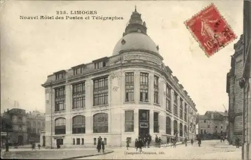 Ak Limoges Haute Vienne, Neues Post- und Telegraphenamt,  Architektur, Menschen auf der Straße