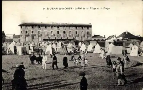 Ak Saint Jean de Monts Vendée, Hotel de la Plage, Strand