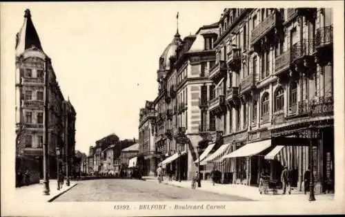 Ak Belfort Beffert Beffort Territoire de Belfort, Boulevard Carnot, klassische Architektur, Café,