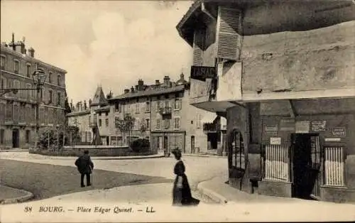 Ak Bourg en Bresse Ain, Historische Straße, Gebäude, Tabakladen, Fußgänger