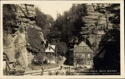 Ak Hřensko Herrnskretschen Elbe Reg. Aussig, Mühle