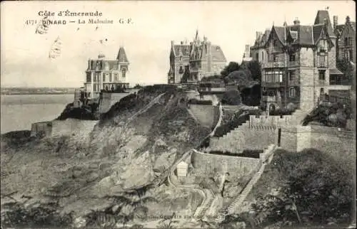 Ak Dinard Ille et Vilaine, Küstenansicht mit Villen, Côte d'Emeraude, Terrasse, Steilhang