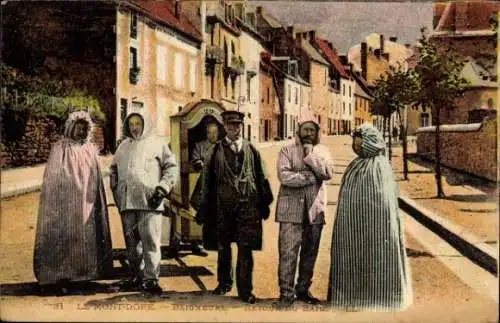Ak Le Mont Dore Puy de Dôme, Kurgäste, Rückkehr vom Bad, Sänfte
