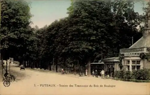 Ak Puteaux Hauts de Seine, Straßenbahnhaltestelle Bois de Boulogne
