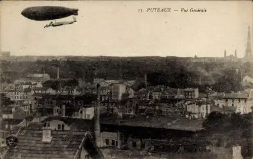 Ak Puteaux Hauts de Seine, Luftschiff, Übersicht der Stadt,  Architektur, alte Gebäude, 