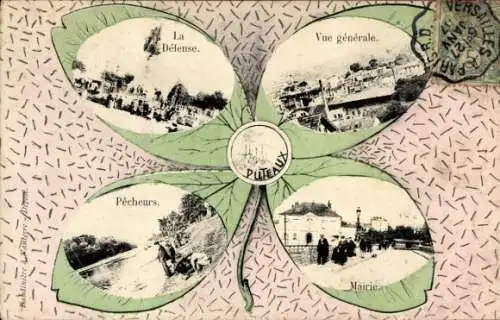 Ak Puteaux Hauts de Seine, Vierteilige Ansicht von  La Défense, Mairie, Pecheurs, Vue générale