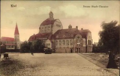 Ak Kiel, Neues Stadt-Theater, Architektur,  , sepia Ton