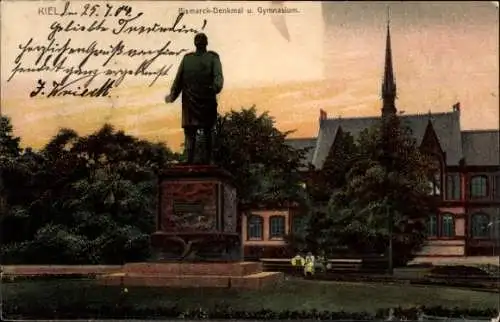 Ak Kiel, Bismarck-Denkmal, Gymnasium