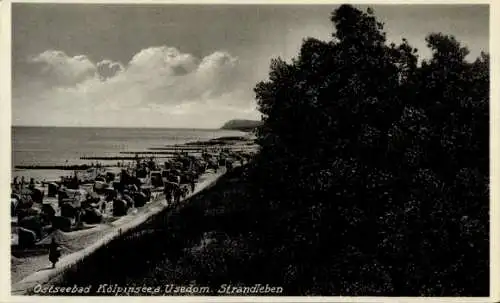 Ak Ostseebad Kölpinsee auf Usedom, Strandleben