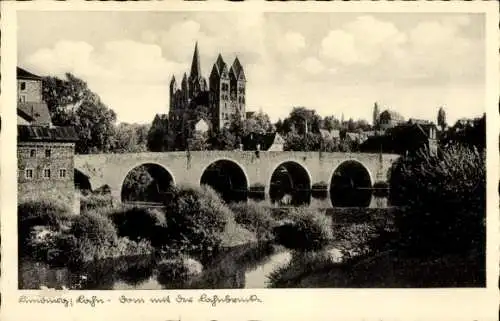 Ak Limburg an der Lahn, Dom mit der Lahnbrücke