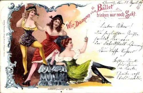 Litho Wir Damen vom Ballett trinken nur noch Sekt, Tänzerinnen