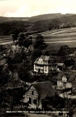 Ak Thüringer Wald, Hohe Möst, Haus Sonnenau, Sorbitztal, ländliche Landschaft, sanfte Hügel