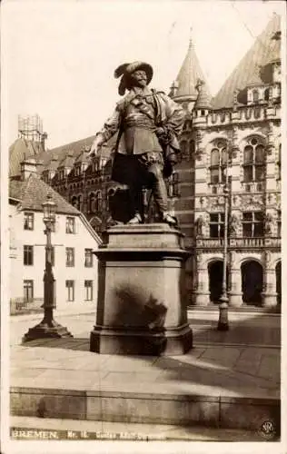 Ak Bremen, Statue von Gustav Adolf