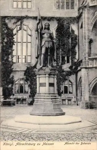 Ak Meißen in Sachsen, Königliche Albrechtsburg, Denkmal Albrecht der Beherzte